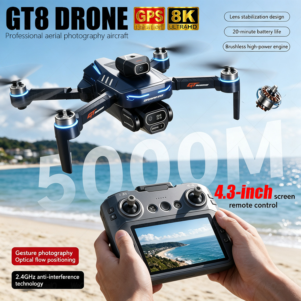 NEW GT8 HD RC Drone 4K Profess - Drone Camera Lens review and price